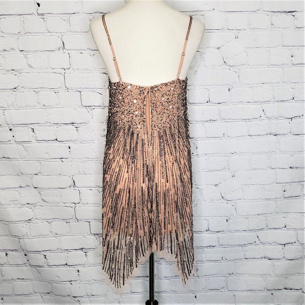 NWT TULAROSA Naiya Beaded Mini Dress in Nude - Picture 4 of 8
